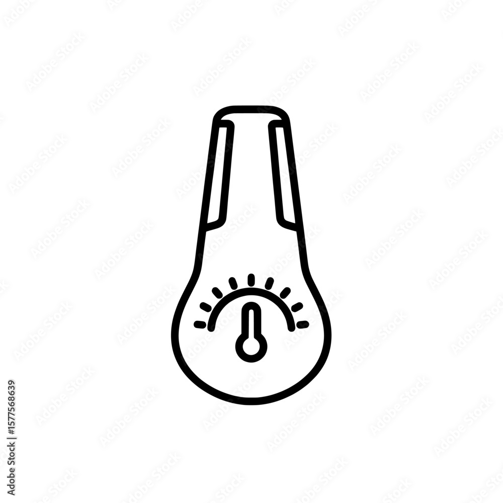 Poster thermometer icon with temperature indicator for weather or temperature alerts