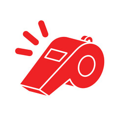 Referee whistle icon. Symbol of sport, match or championship. Referee whistle, attribute of sports referee or violation of game rules. For playing football or hockey, volleyball or basketball. Vector 