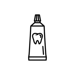 Obraz premium toothpaste tube with tooth icon on black background