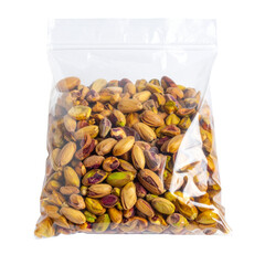 Pistachios in transparent plastic bag