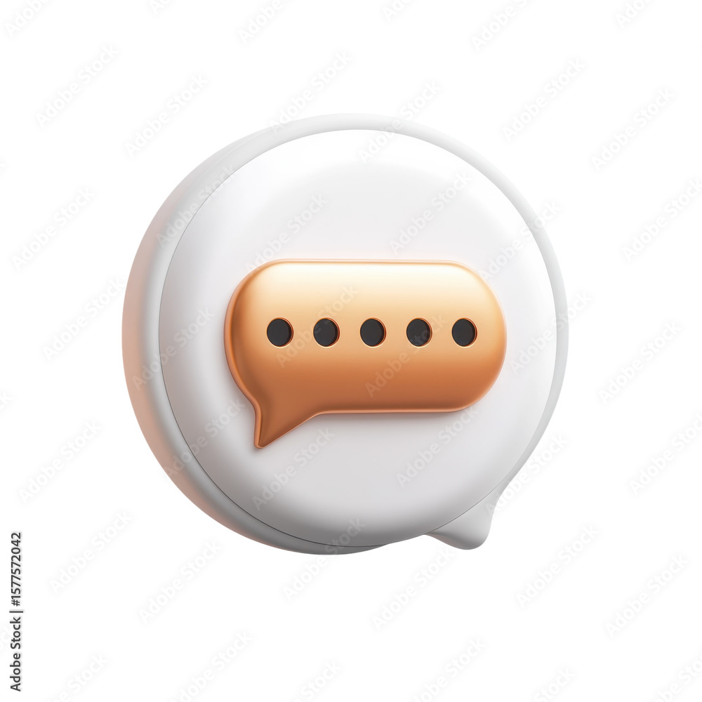 Poster 3d chat bubble icon communication discussion golden message speech talk on transparent background