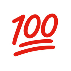100 points emoji symbol- red handwritten hundred with underlines on transparent background 