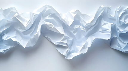 Obraz premium Close-up of crumpled white paper on a light gray background.