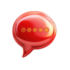 Glossy Red Speech Bubble Icon Illustration Design Message Chat on transparent background