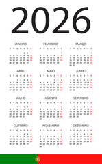 Calendar 2026 - illustration. Portuguese version