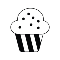 muffin glyph outline icon with white background vector stock illustration