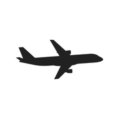 Obraz premium Flying Airplane Silhouette Vector Illustration, Commercial Aircraft Transport Symbol