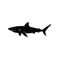 Black Shark Silhouette Vector Illustration, Ocean Predator Icon, Marine Wildlife Graphic