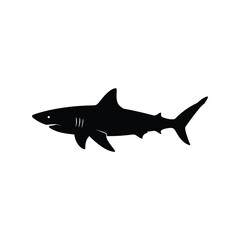 Fototapeta premium Black Shark Silhouette Vector Illustration, Ocean Predator Icon, Marine Wildlife Graphic
