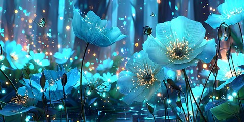 Magical glowing flowers