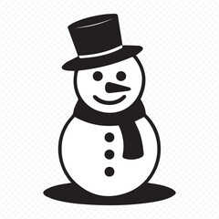 simple snowman illustration with carrot nose and button details, perfect for holiday branding and festive invitations