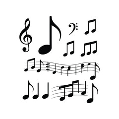 Fototapeta premium Musical Notes and Clefs Vector Set, Music Score Symbols, Sound Melody Icons