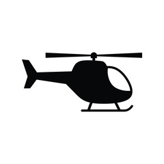 Helicopter Silhouette Vector Illustration, Personal Air Transport, Aviation Icon