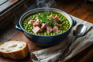 Pea and Ham Soup: Dive Into This Classic United Kingdom Food Favorite, A Hearty and Flavorful Soup Combining Tender Ham and Sweet Peas That’s Perfect for Cozy British Days