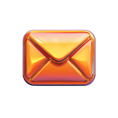 Glossy Email Icon Communication Message Technology Digital Metallic Modern on transparent background
