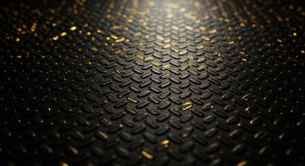 Dark Metallic Mesh Texture with Gold Accents vector. Modern Abstract Background with Gold Accents. A sophisticated abstract background design featuring a dark black backdrop with a subtle textured.