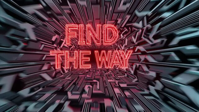 Explore a captivating digital maze with a glowing message in the center urging to find the way forward