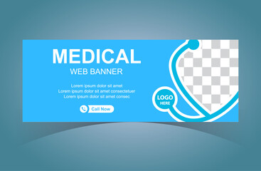 Medical Web Banner Design Template With Medical Sign. Digital Marketing Medical Banner.