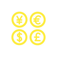 複数通貨アイコン（円・ユーロ・ドル・ポンド） / Multi-Currency Icon (Yen, Euro, Dollar, Pound)