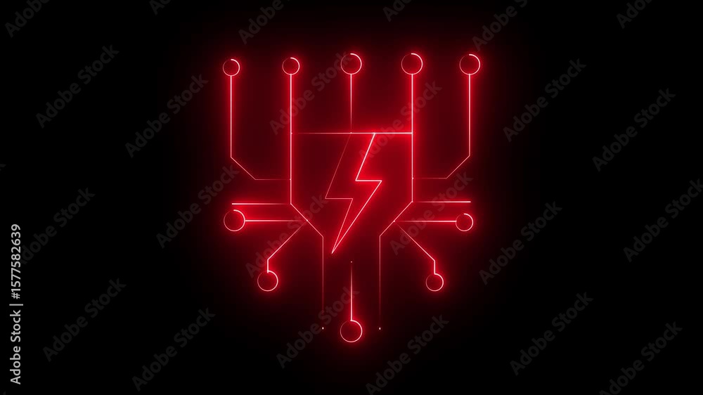 Poster neon circuit flow animation on dark background.