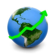 3D growth chart on the map of Brazil.Concepts of economic growth of the country