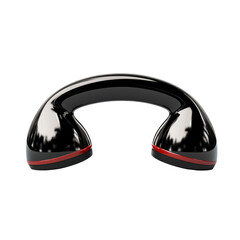 Futuristic Black U Shaped Beauty Device Modern Design Glossy Finish Red on transparent background