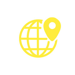 地球と位置情報のアイコン – Global Location / World Map Pin Icon