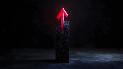 Red Arrow Symbolizing Growth Emerging from Dark Background