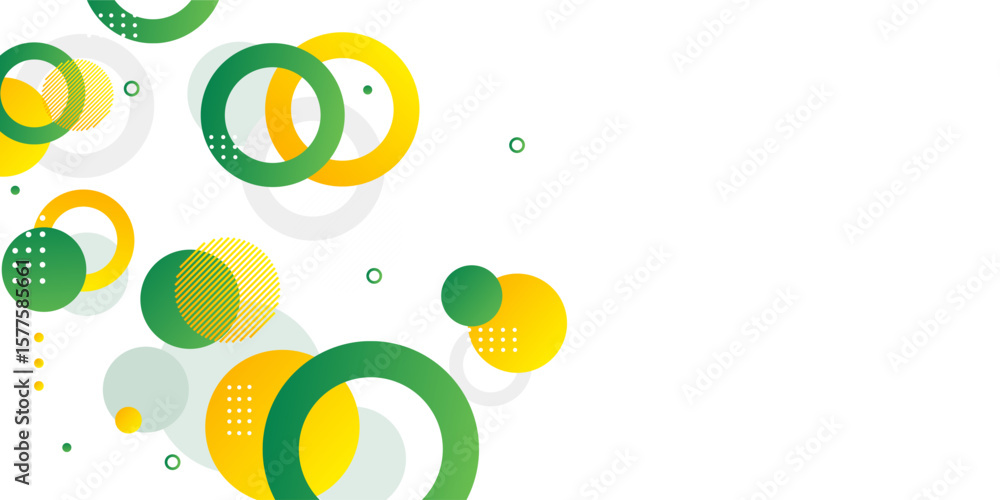 Poster green and yellow circle banner background. vector abstract graphic design banner pattern background 