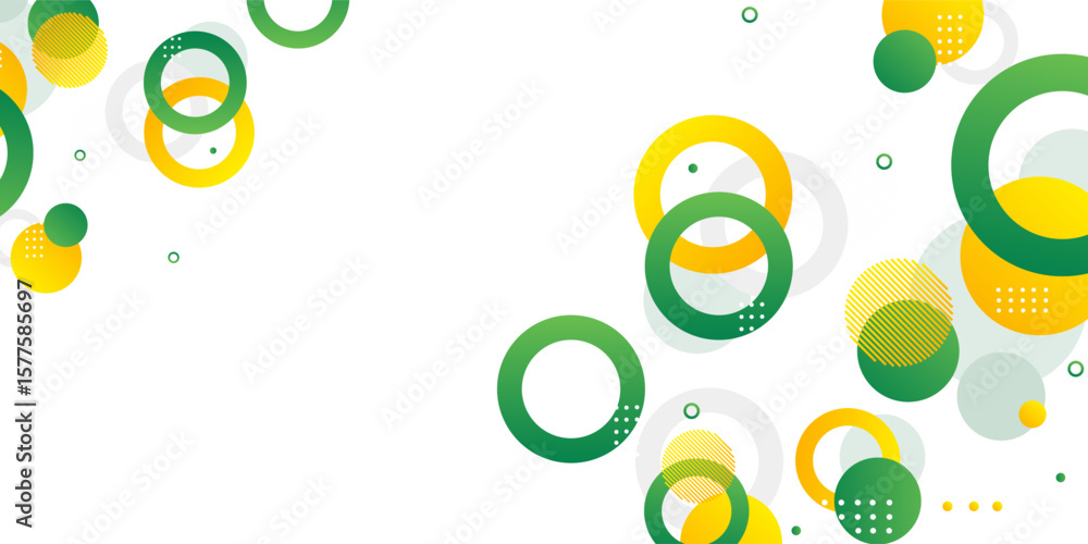 Poster green and yellow circle banner background. vector abstract graphic design banner pattern background 