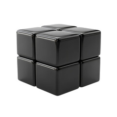 Dark Cubes Shiny Structure 3D Rendered Stacked Seamless Geometry Abstract on transparent background