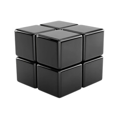 Black Cubic Puzzle Assembly Shiny Geometry Reflection Precision Modern on transparent background