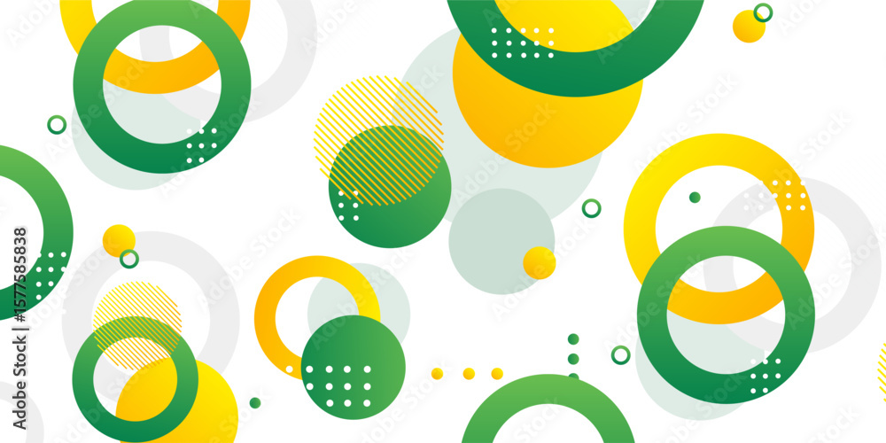 Poster green and yellow circle banner background. vector abstract graphic design banner pattern background 