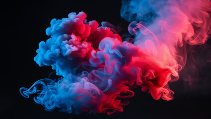 Fototapeta premium Vivid swirls of red and blue smoke art