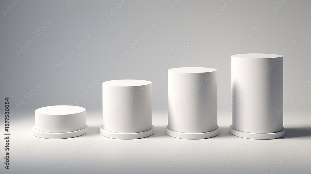 Fototapete realistic 3d white circle platform podium or pedestal on gray background with shadow. empty space fo