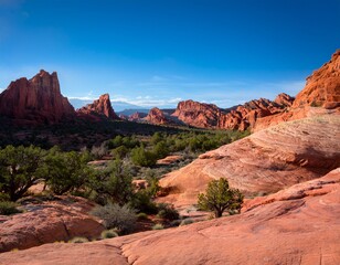 spring view of the red rocks of pioneer park in st george utah