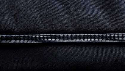 close up of black denim fabric showing texture and weave close up selvedge