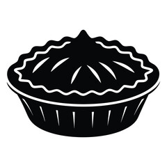 Bold black silhouette of a single perfectly baked mini pumpkin pie ideal for autumn celebrations and seasonal baking themes