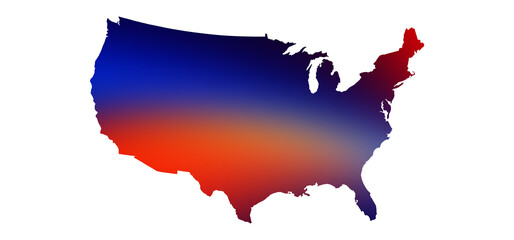 USA map with states isolated on a white background. United States of America map isolated or transparent png.