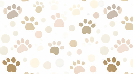 Pattern of various-sized paw prints on white background