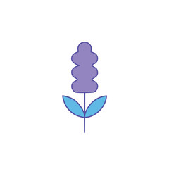 Purple flower with blue leaves icon