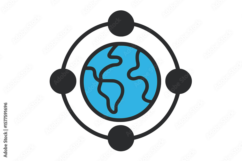 Poster vector illustration of a global networking icon isolated on a background, serving as a symbol for we