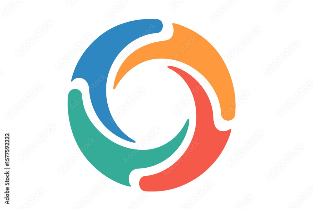 Poster dynamic round logotype, representing connection through an abstract circular symbol in a creative de