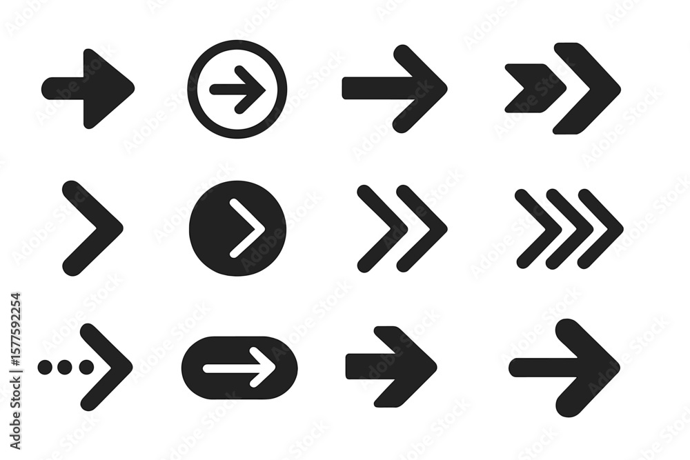 Poster modern simple flat black vector pointer signs, an arrows icons set for web design arrow navigation, 