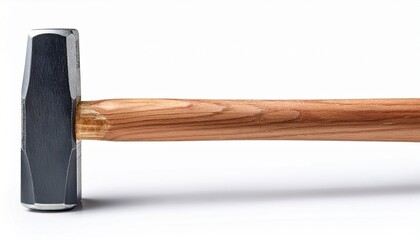 sturdy wooden handled hammer isolated on white background