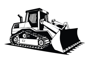 Naklejka premium Bulldozer in Pop Art Comic Style. Retro Vector Illustration of a Construction Vehicle