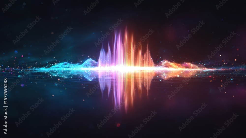 Aufkleber Abstract visualization of sound waves in vibrant colors, creating a dynamic and energetic atmosphere.