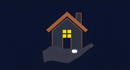 House in hand, Real estate concept, Home protection icon, Property insurance vector, Safe home illustration, Investment in property, Hand holding house, Real estate care, Secure housing concept, House