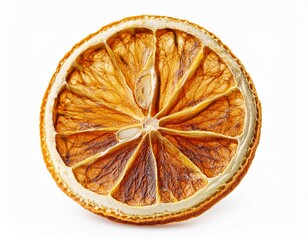 dried citrus fruit wheel slice of lemon cutout isolated on white or white background