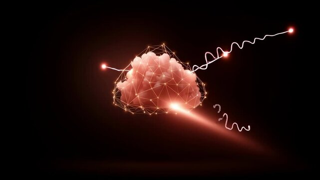 Digital cloud data transfer: An eye-catching digital depiction of data transfer, showcasing a cloud-like structure interlinked by glowing lines, and a striking beam of light.